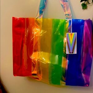 Rainbow Transparent Party Tote xxl new with tags
